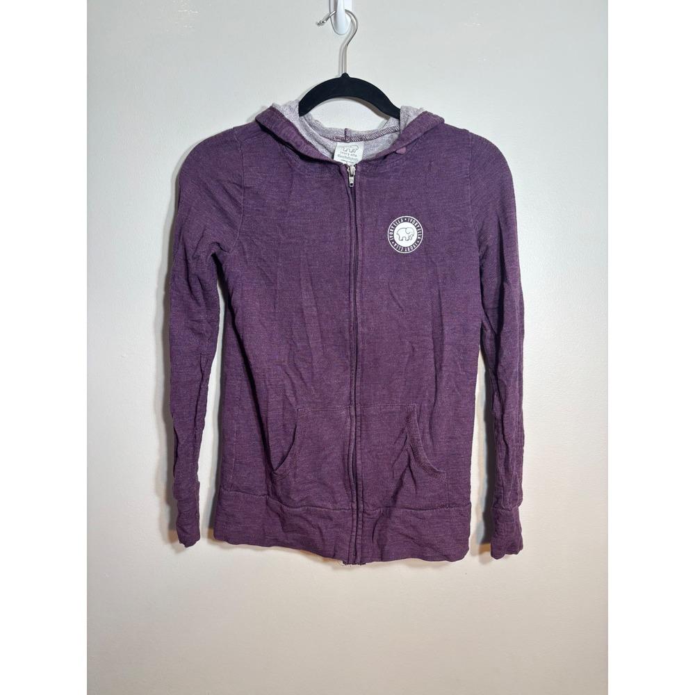Ivory Ella Womens Purple Paisley Elephant Graphic Full Zip‎ Hoodie Sweatshirt S